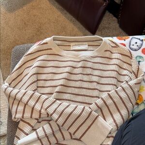 Rei Striped Cream and Brown Sweater
